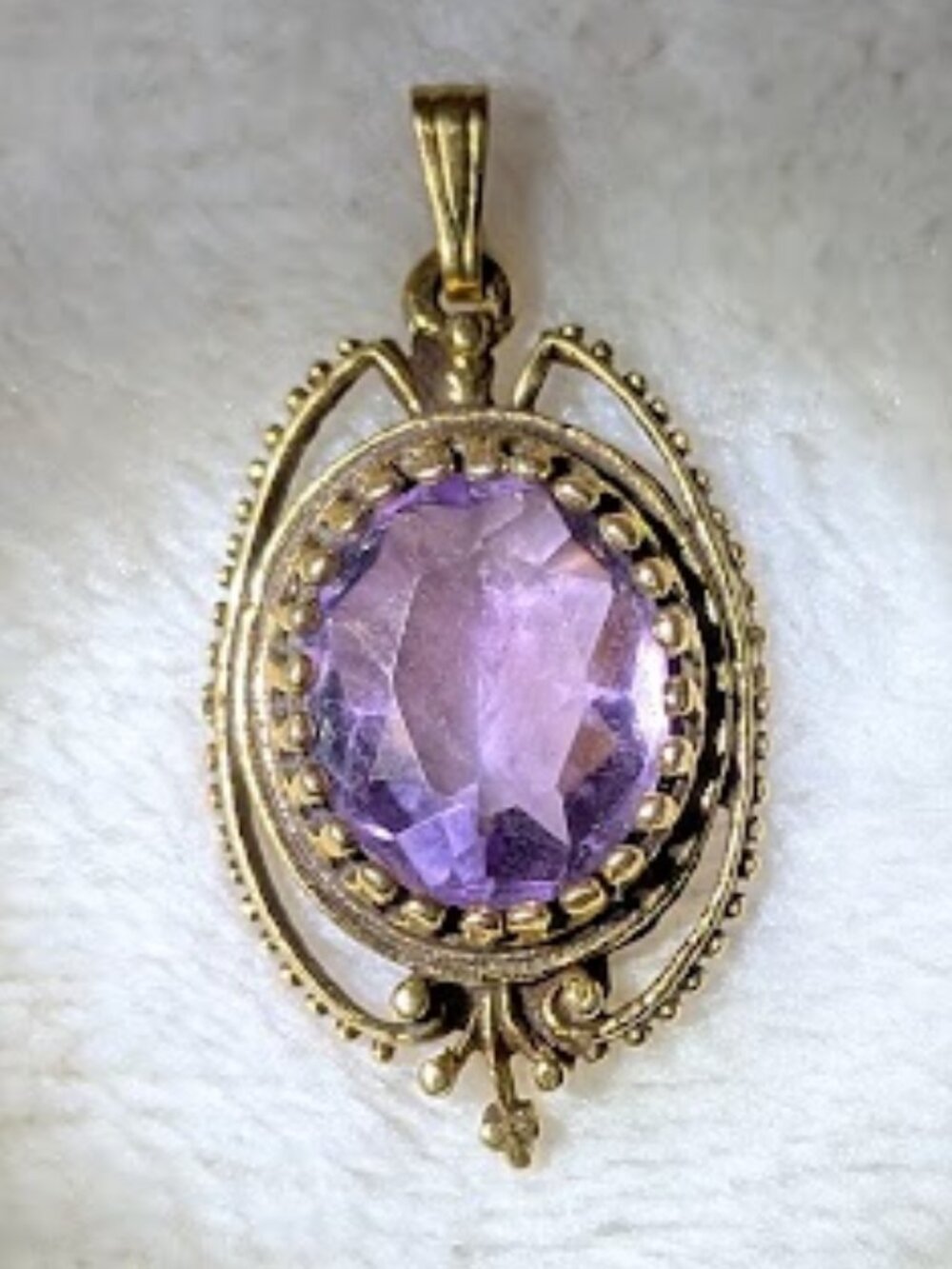 1976-1981 SCHLESS BROD & CO. Etruscan Revival Amethyst 14K Plumb Gold
